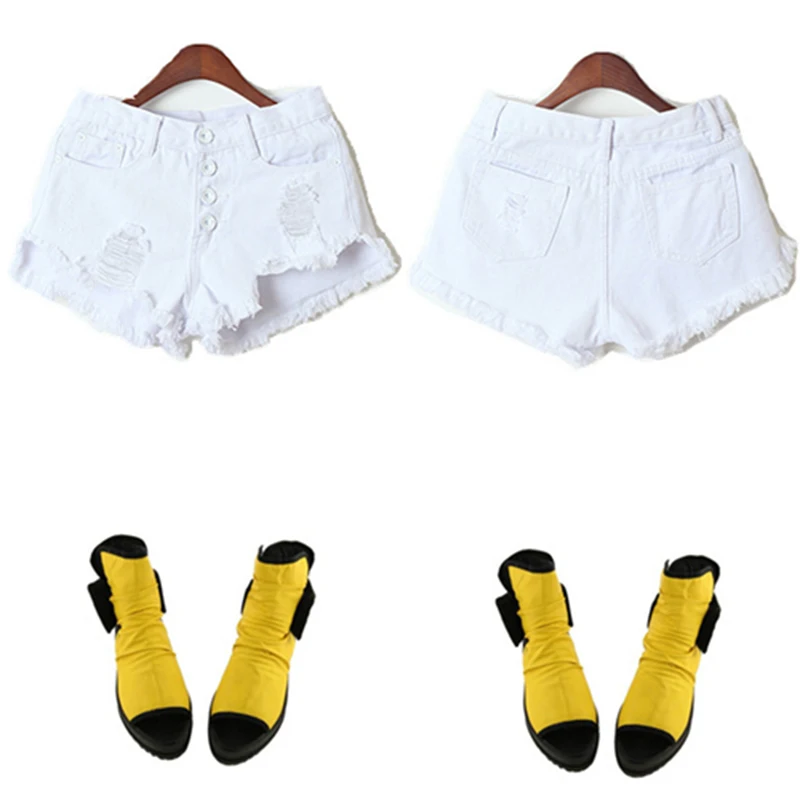 Denim Shorts Solid High Waist Women Short Pants Summer Fashion Hole Female Shorts Women Jeans With Button Women Clothing S-XL (5)