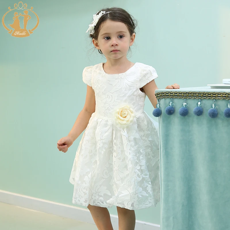

Nimble Girls Dress Cute Embroidery Polyester Cotton Flower Knee-Length O-neck Princess clothes vestidos flower girl dresses