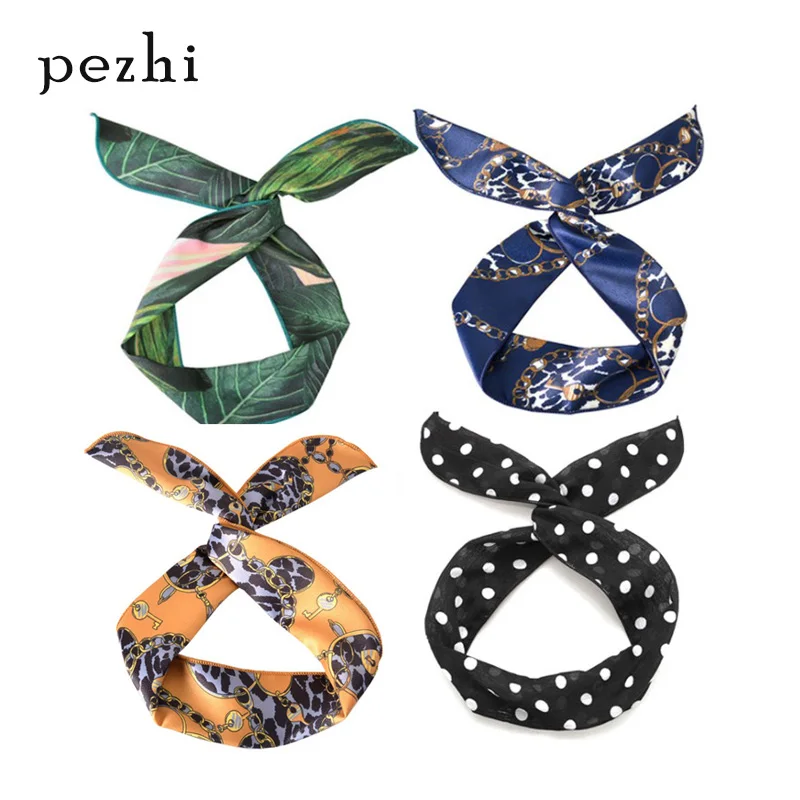 

Spring summer European American color girl long hair with rabbit ears wide straight bar wire changeable bow cross wash headband