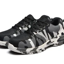 Классические камуфляжные мужские зимние повседневные ботинки зеленого, синего, серого, красного, черного цвета со стальным носком, дышащие рабочие защитные ботинки