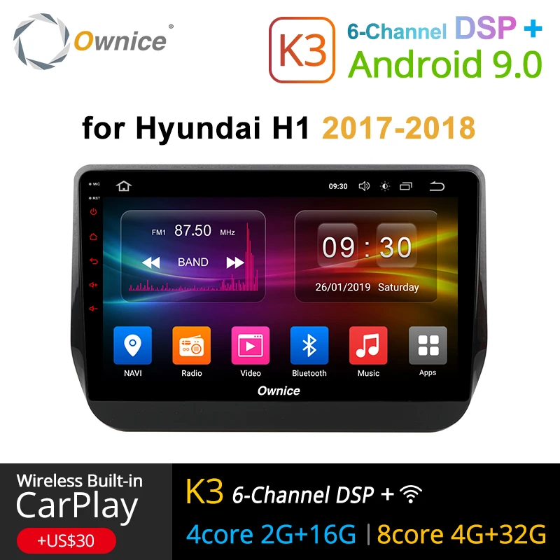 

Ownice K1 K2 K3 9 inch Android 9.0 Car Radio DVD For Hyundai H1 Grand Starex 2017 2018 2GB+32GB DVD GPS Wifi 4G LTE Octa Core