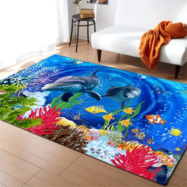 3D Ocean World Area Rug Children Room Decoration Rugs Memory Foam Baby