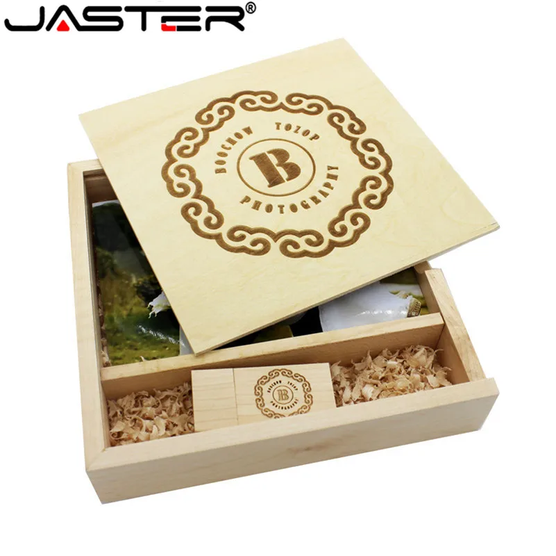  JASTER maple Wooden Photo Album usb + Box usb flash drive U disk Pendrive 64GB 16GB 32GB free LOGO 