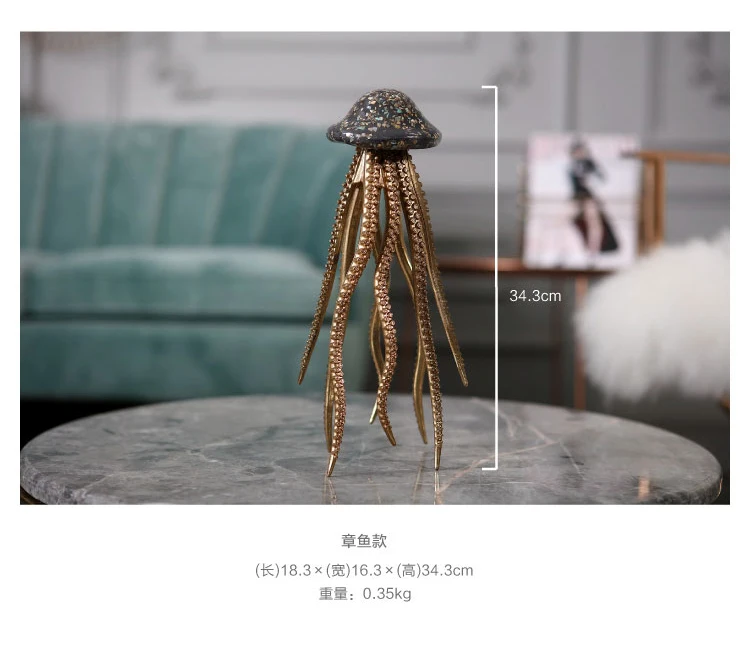 Retro Home Statues Sculpture Marine Life Decoration Accessories Resin Golden Squid Ornaments Decoration Octopus Home Decor Gift