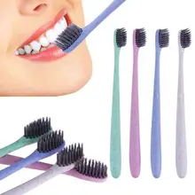 4 шт./компл. портативная дорожная зубная щетка мягкий бамбуковый уголь пшеничный стебель ручка уход за полостью рта нано-антибактериальная зубная щетка мини-головки