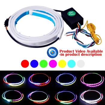 

1.2m 47inch RGB Colorful Flowing Car LED Strip Light Auto Rear Trunk Tail Lamp Dynamic Streamer Floating Flash Lamps Universal