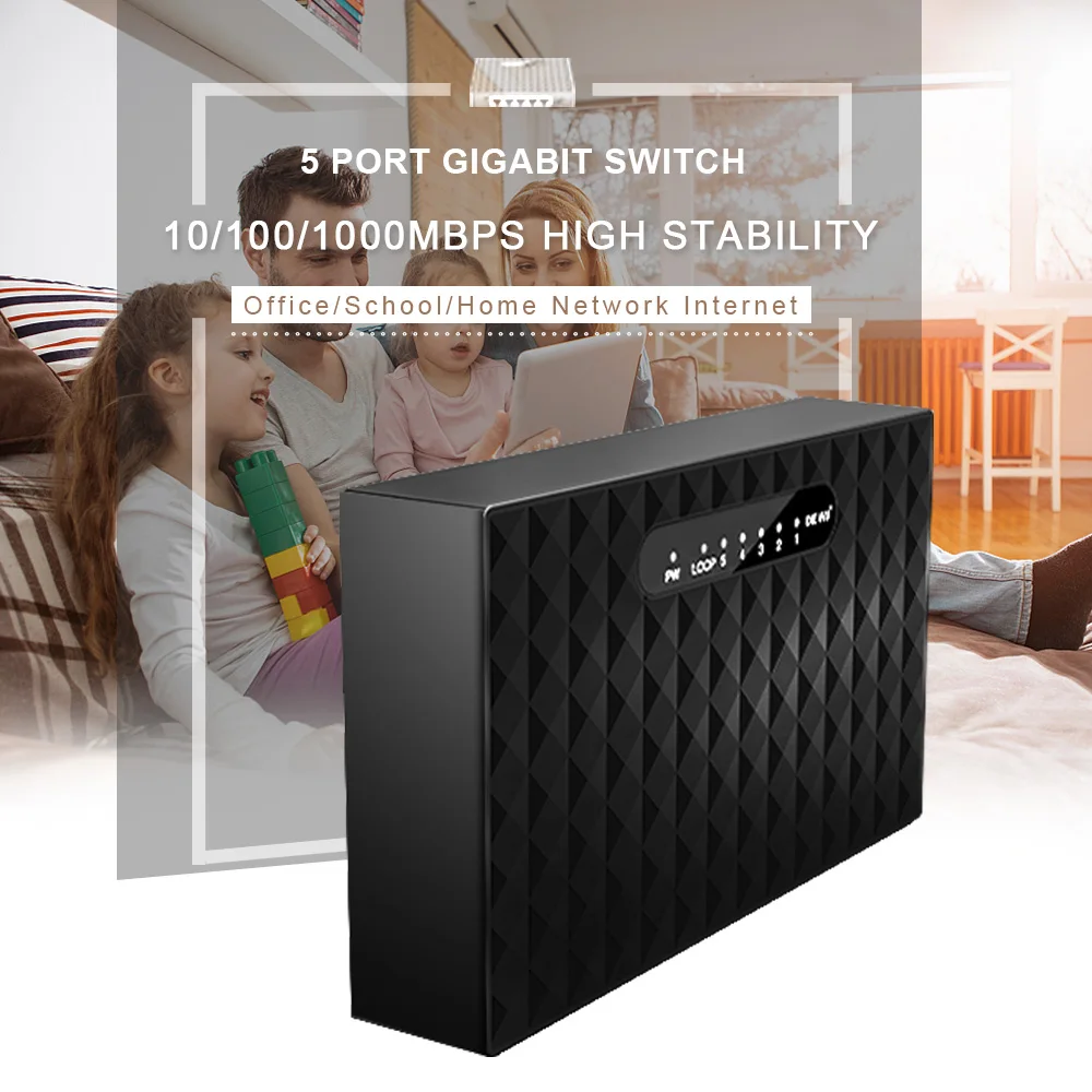 5/8 Ports Gigabit Switch 10/100/1000Mbps, 16 Port 100M Ethernet Network Switch Lan Hub High Performance Ethernet Smart Switcher