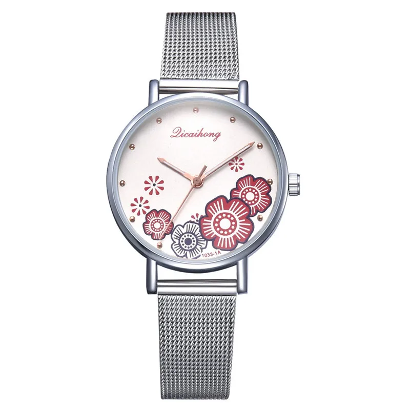 

High Quality Women Watches Bayan Kol Saaty Fashion Flower Priant Ladies Watches Mesh Belt Quartz Watch Clock Zegarki Damskie #W