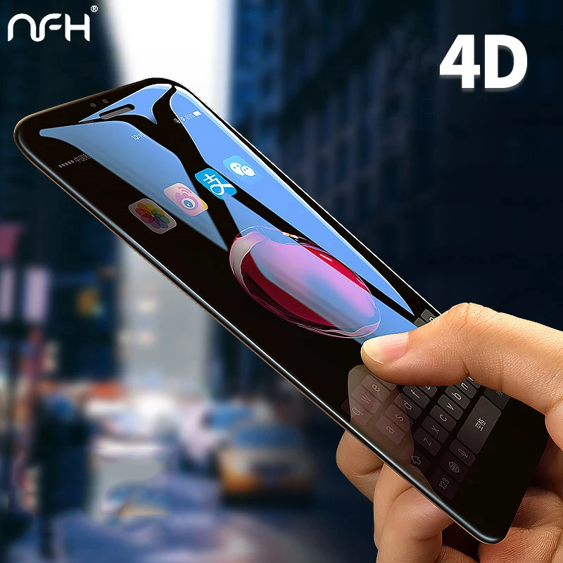 

NFH 4D GLASS For iPhone 8 Plus Screen Protector Round Curved Edge Premium Tempered Full Cover for iPhone On X 6s Protective Film