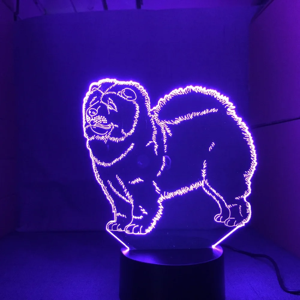 Новый ночник для собаки Chow 3D светодиодный детей сенсорная настольная лампа 7