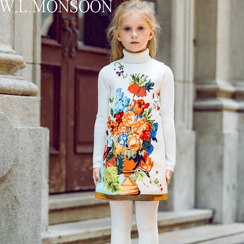 W.L.MONSOON Baby Girls Party Dresses Christmas Clothes 2017 Brand Winter Children Dresses for Girls Flower Vestidos Kids Dress W.L.MONSOON Baby Girls Party Dresses Christmas Clothes 2017 Brand Winter Children Dresses for Girls Flower Vestidos Kids Dress