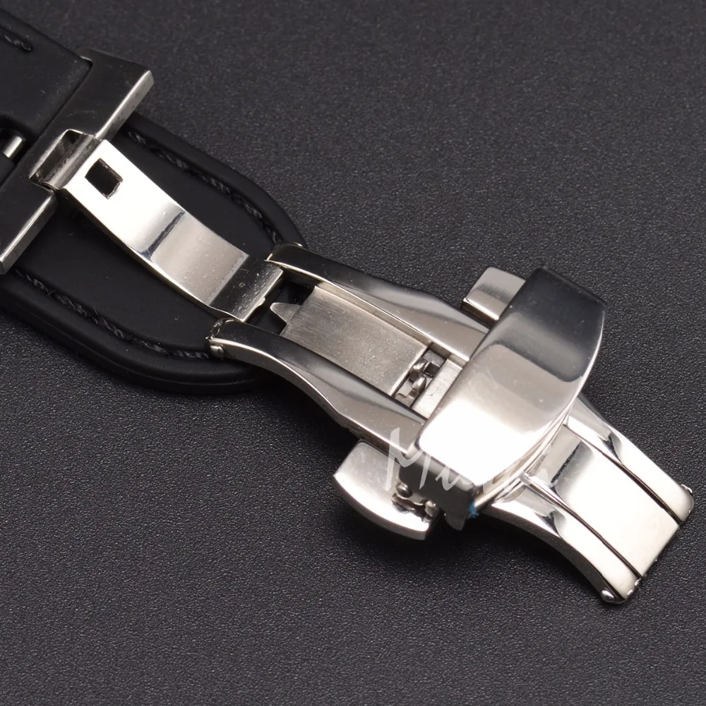 Силиконовый ремешок для часов резиновый браслет для наручных часов с застежкой-бабочкой из нержавеющей стали 18 мм 20 мм 22 мм 24 мм ремешок для часов