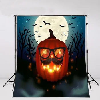 

Halloween cute pumpkin scene tree full moon Backgrounds for sale Vinyl cloth High quality Computer print party backdrop