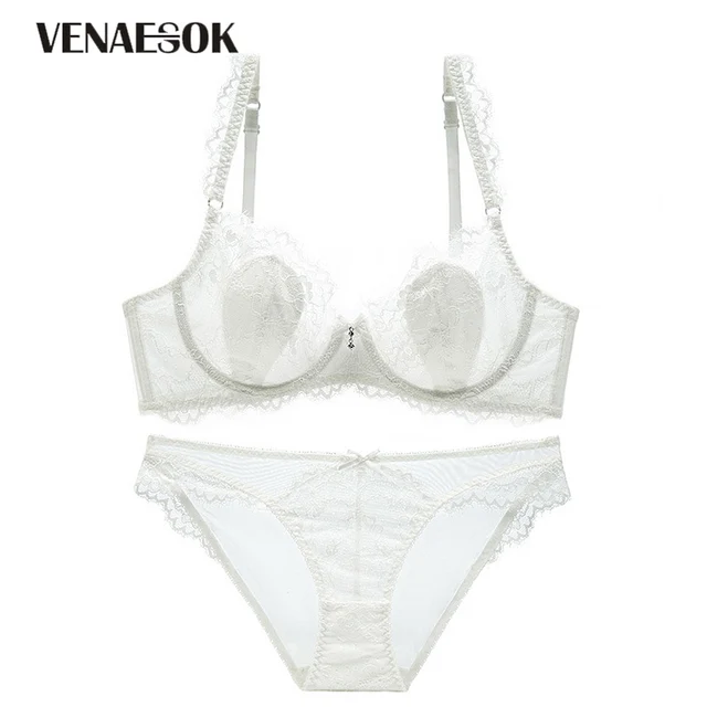 Young Girl Bra White Lingerie Women Bra Set Plus Size 38 40 42