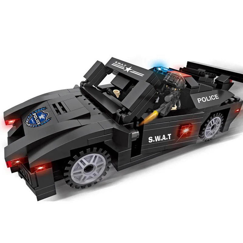 

Model Building Blocks Sets SWAT Team Transport Helicopter Truck Car Compatible Legoed City Police Gift Brick Toys for Children