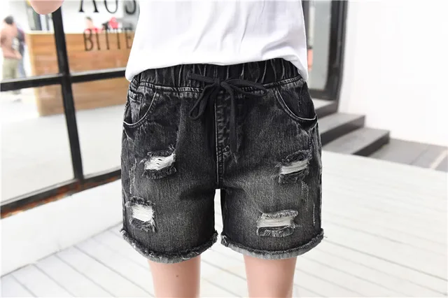 plus size ripped black shorts