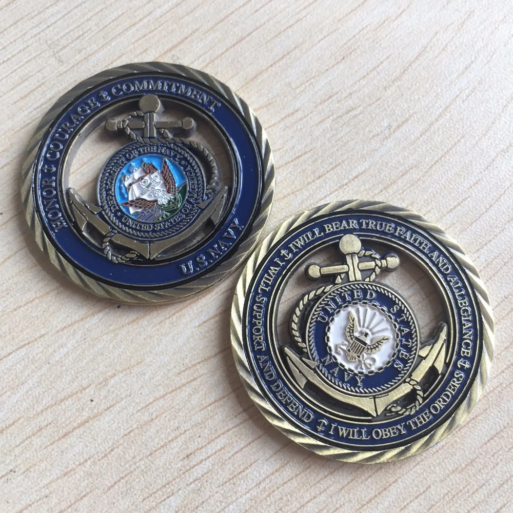 U.S. Coast Guard  Core Values - USCG Brass Challenge Coin (2)