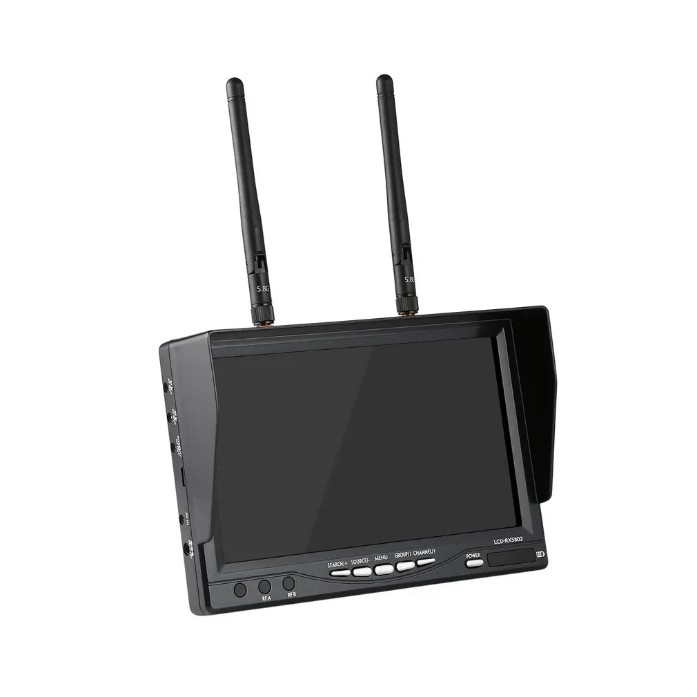 

LCD5802 LT5802S 5802 5.8G 40CH 7 Inch Diversity Receiver Raceband Monitor With Built-In Battery For FPV Drone