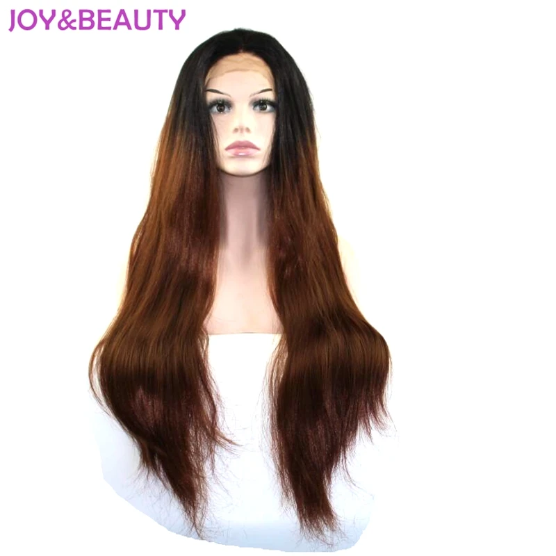 JOY&BEAUTY Two Tones Ombre Brown Synthetic Lace Front Wig Long Straight