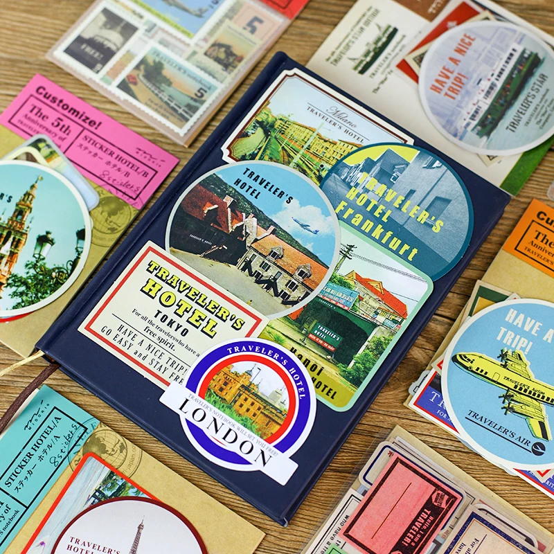 Japan Vintage Stamp Stickers Retro Stamps Custom Label Handmade Sticker For Midori Travelers Notebook Diary Stationery Stickers