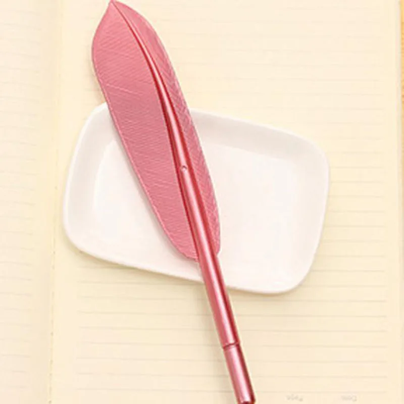 JX-LCLYL 4pcs Cute Feather Ballpoint Ink Pen Office Students Stationery Random Color