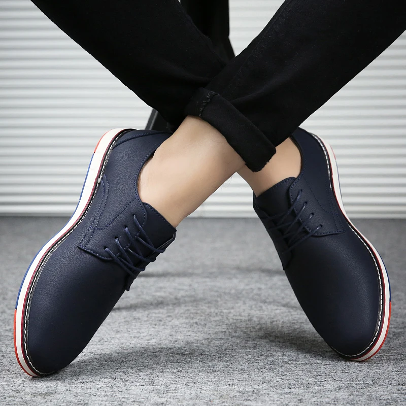 Весна Мужская обувь rete mucosum английский стиль мужской обуви увеличится мужской обувью - Цвет: Синий