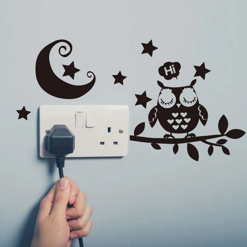 Owl Moon Removable Room Wall Stickers Home Art Decor Vinyl Switch