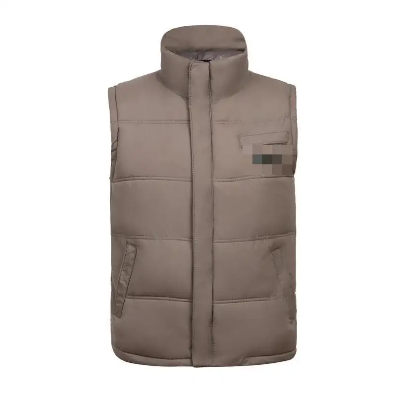 Man Autumn Plus Size Casual Mandarin Collar Zip Solid Waistcoat Men Winter Pocket Warm Down Vest Male Autumn Warm Outerwear