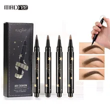 MACFEE Brand Cushion Eye Brows Makeup Kit Easy to Wear Waterproof Pigment Black Brown Liquid Eyebrow Tattoo Pencil
