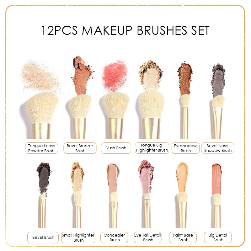Cheap FOCALLURE 12PCS Makeup Brushes set Snow elf professional suitable for Eyeshadow foundation powder Luxury Makeup Brush Set Tools