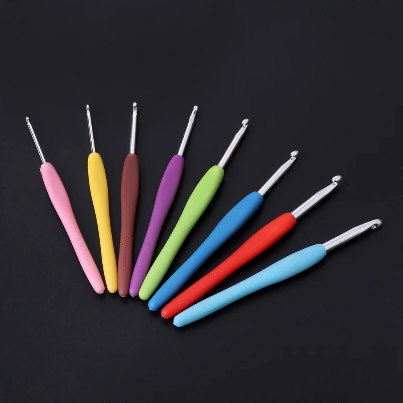 8Pcs Crochet Needles 2.5 6mm Rubber Handle Hooks Knitting Set Kit Accessories 19QB|Швейные иглы| |