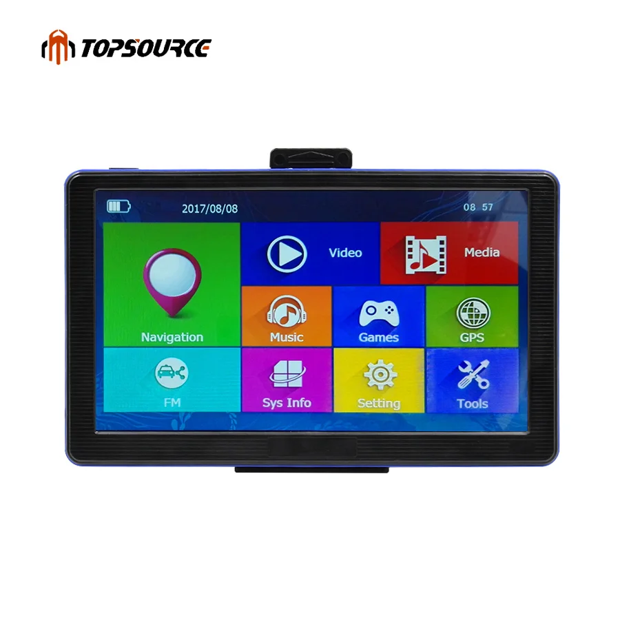 TOPSOURCE 7 ''HD Автомобильный gps навигатор емкостный экран Win CE6.0 FM Встроенный 8 Гб 800 МГц навигатор карта для Европы/США+ Канады