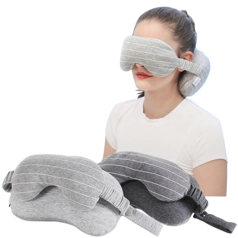 

2-in-1 Sleeping Eye Mask Eyeshade Cover Shade U-shaped Travel Office Neck Support Pillow Sleep Mask