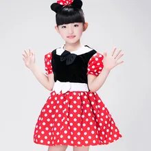 Костюм для Хэллоуина, Enfant Fille, белое красное платье в горошек+ перчатки+ повязка на голову, комплект одежды для девочек с Минни Маус, платье на день рождения для девочек