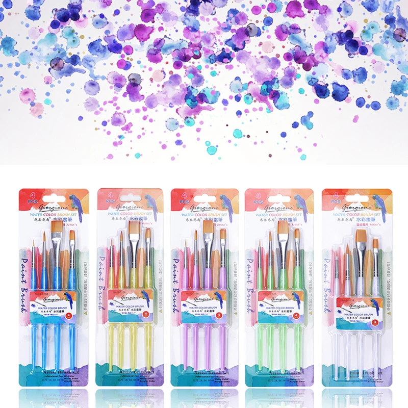 Beste Multifunctionele Aquarel penseel nylon haar 4 stks sets van kinderen schilderen borstel Fives kleuropties Schilderen leveringen