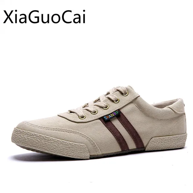 US $18.14 Japanese Style Retro Men Canvas Shoes Student Gingham Casual Shoes for Man Sewing Sneakers Trainers
