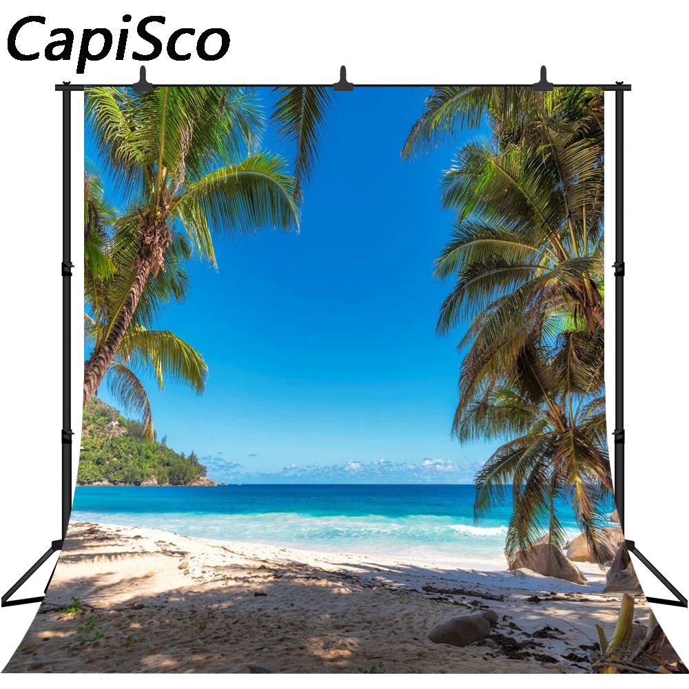 

Capisco Summer Sea Beach Party Palm Tree Scenic Portrait Photography Backgrounds Custom Photographic Backdrops For Photo Studio