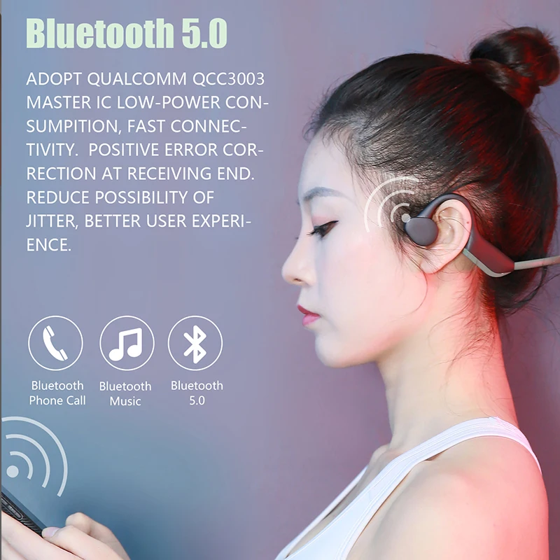 Bluetooth 5,0, беспроводные наушники, костная проводимость, наушники для спорта на открытом воздухе, гарнитура с микрофоном, гарнитура