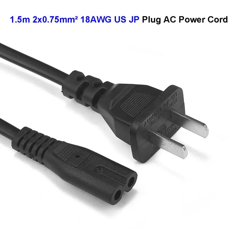 US Japan Power Cable Figure 8 C7 AC Power Extension Cord 1.5m 18AWG 0