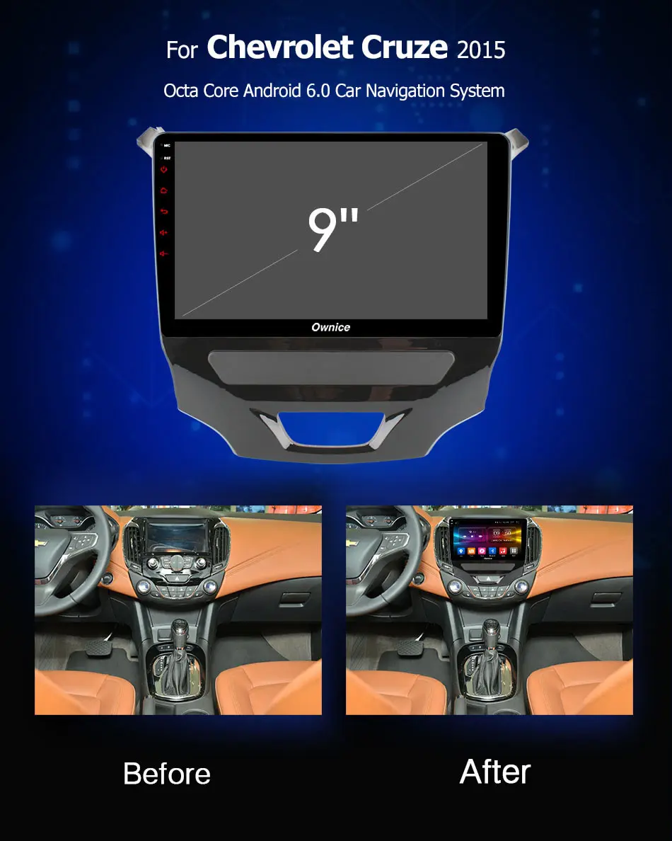 Sale Ownice c500+ Android 8.1 For Chevrolet Cruze 2015 Car DVD Player 8 core 2GB RAM 4G LTE WIFI BT GPS map Radio camera TPMS OBD2 TV 0
