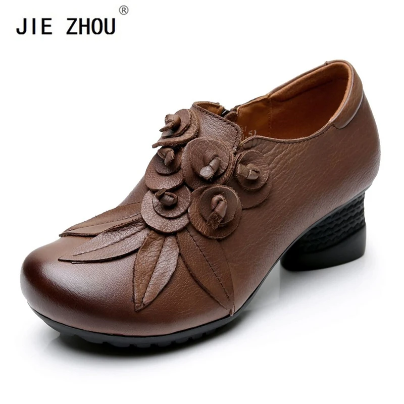 

New Fashion Style Women Pumps Flower Ladies Platform Shoes Woman Round Toe Square Heels Women Dress Shoes Wholesales