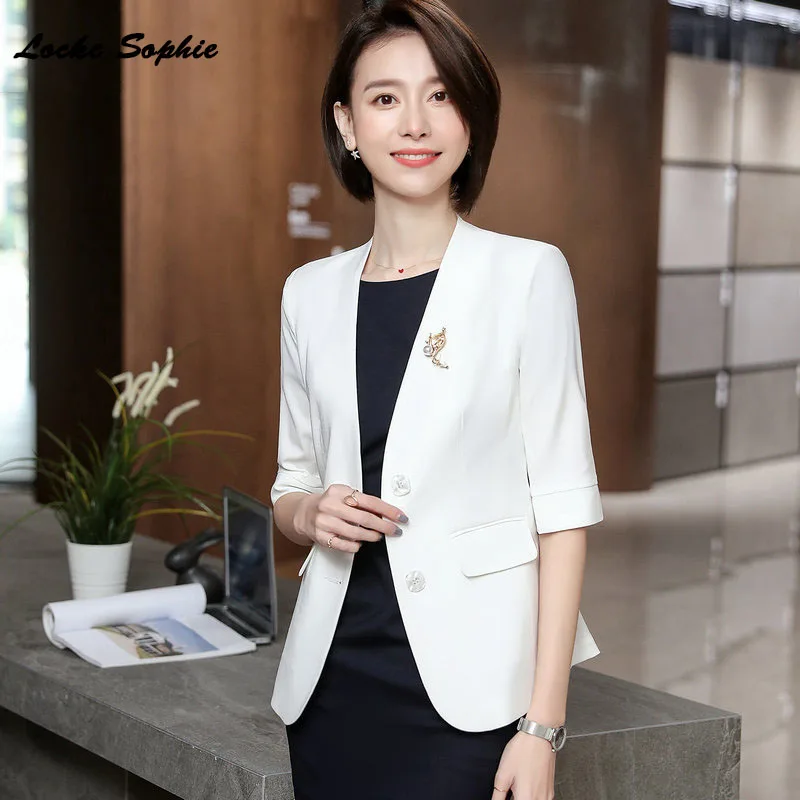 1pcs Women's Plus size Blazers coats 2019 Summer cotton Splicing Single Breasted Small Suits jackets ladies Skinny Blazers Suits