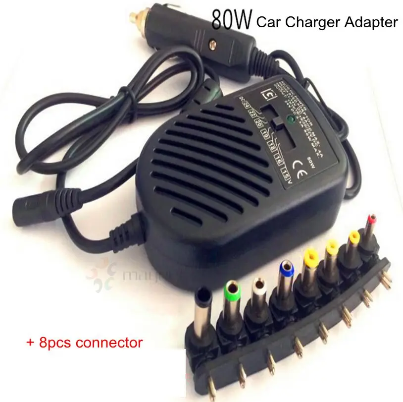 

Universal 80W DC USB Port LED Auto Car Charger Adjustable Power Supply Adapter Set With 8 DC Plugs For Laptop Notebook