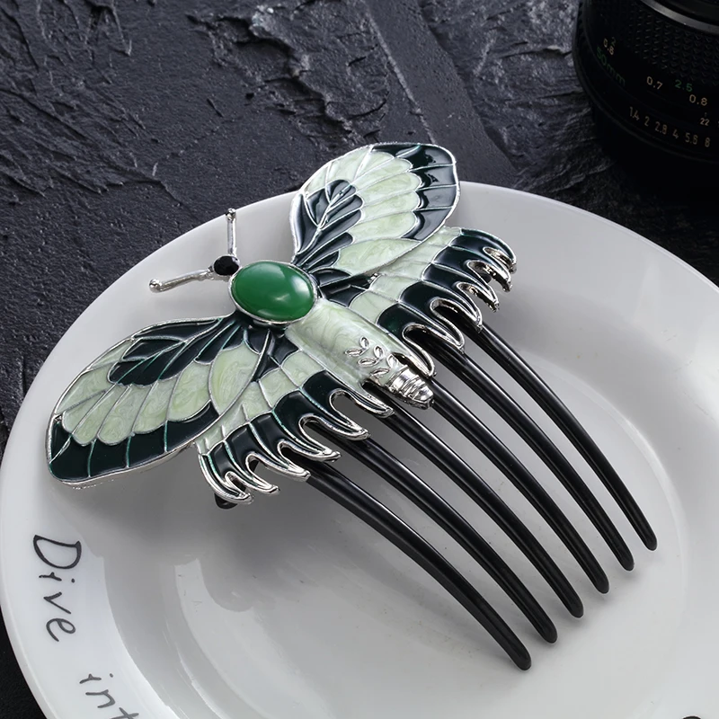 Fashion Movie Charm Titanic Heroine Rose Cosplay Hairpin Butterfly Comb Hair Accessory Prop for Women