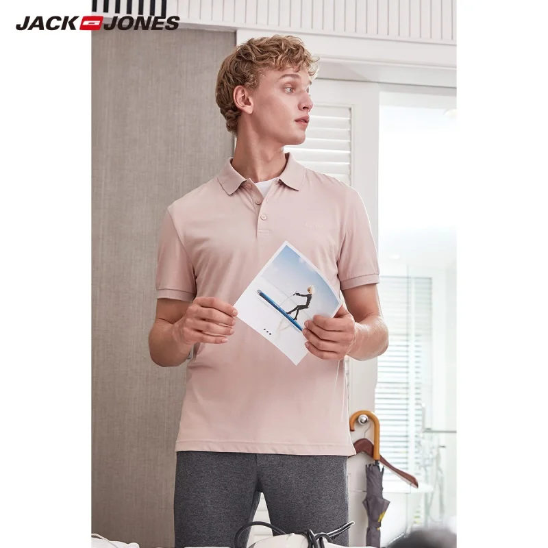 JackJones мужская хлопковая и шелковая ткань чистый цвет с коротким рукавом рубашка поло мужская одежда C | 219106520