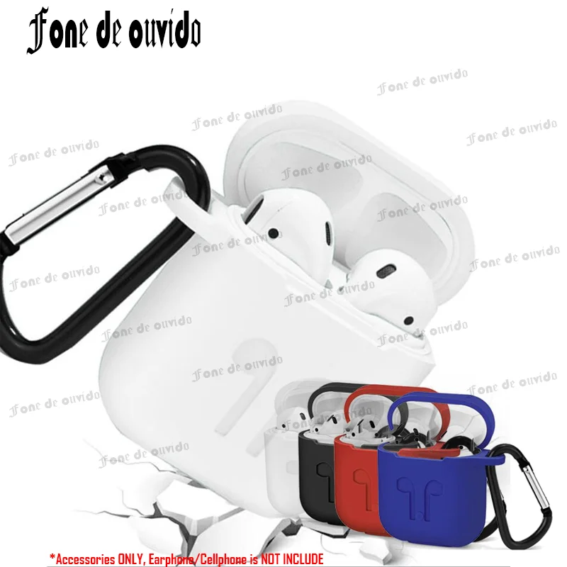 

Anti-losting Silicone Earphone Pouch Store Box Protective Bag+Hook for Apple iphone X 8 7 AirPods Wireless Headphone Cover Case