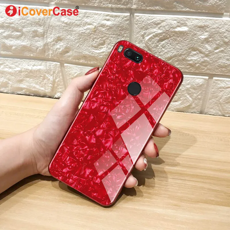 Роскошный блестящий чехол из закаленного стекла для Xiaomi Mi A1 Жесткий Чехол мягкая