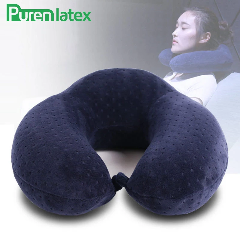 

PurenLatex U-Shape Memory Foam Travel Pillow Car Neck Support Cervical Orthopedic Pillow for Chair Seat Office Airplane Cushion