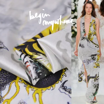 

19 Summer New 108cm Wide 16 Momme 100%silk Charmeuse Fabric for Women Dress Diy Sewing Printed Fashion Cloth Free Shipping Sale