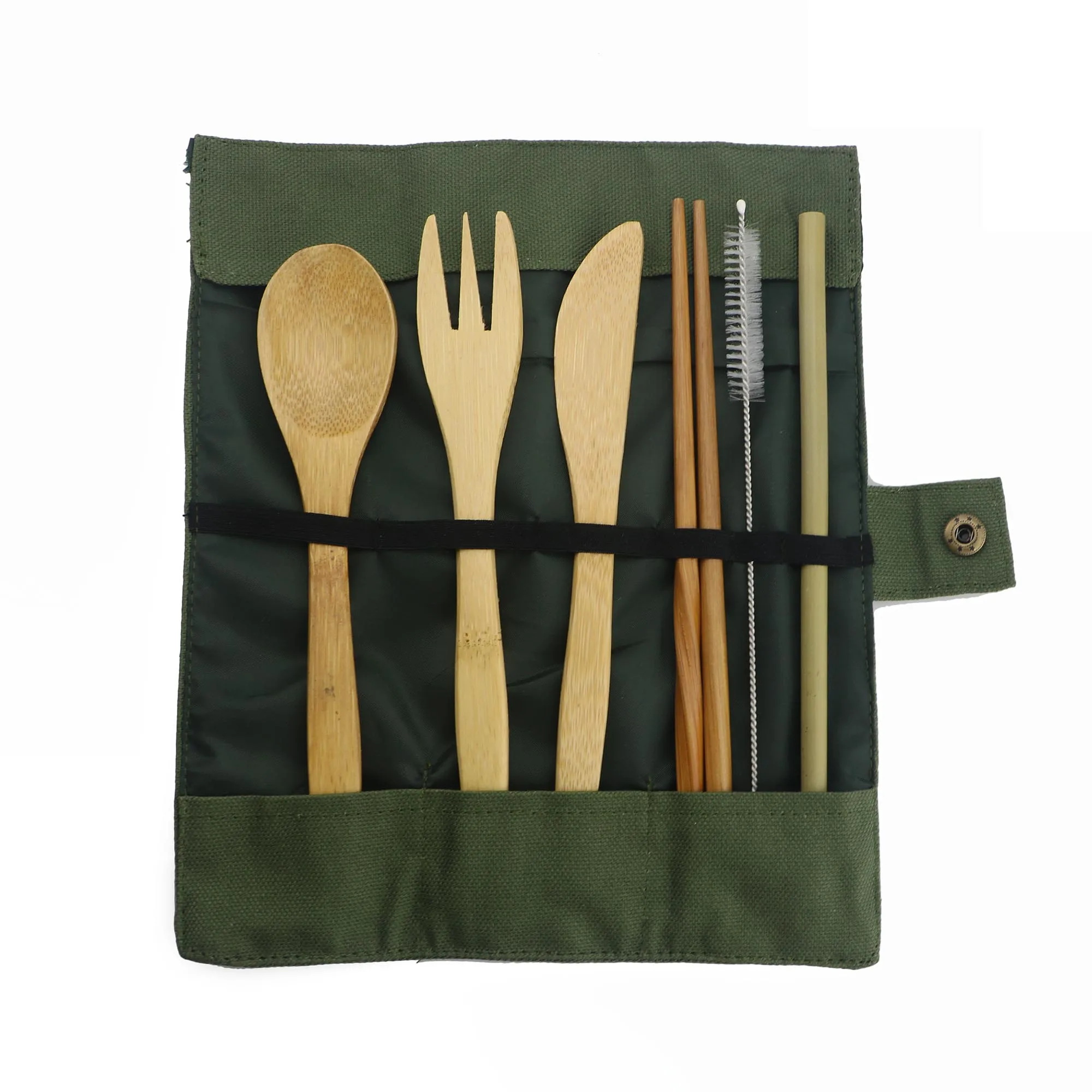 7 шт деревянный набор столовых приборов бамбуковая соломка набор посуды с тканевой сумкой ножи вилки для ложки и палочек соломинки дропшиппинг